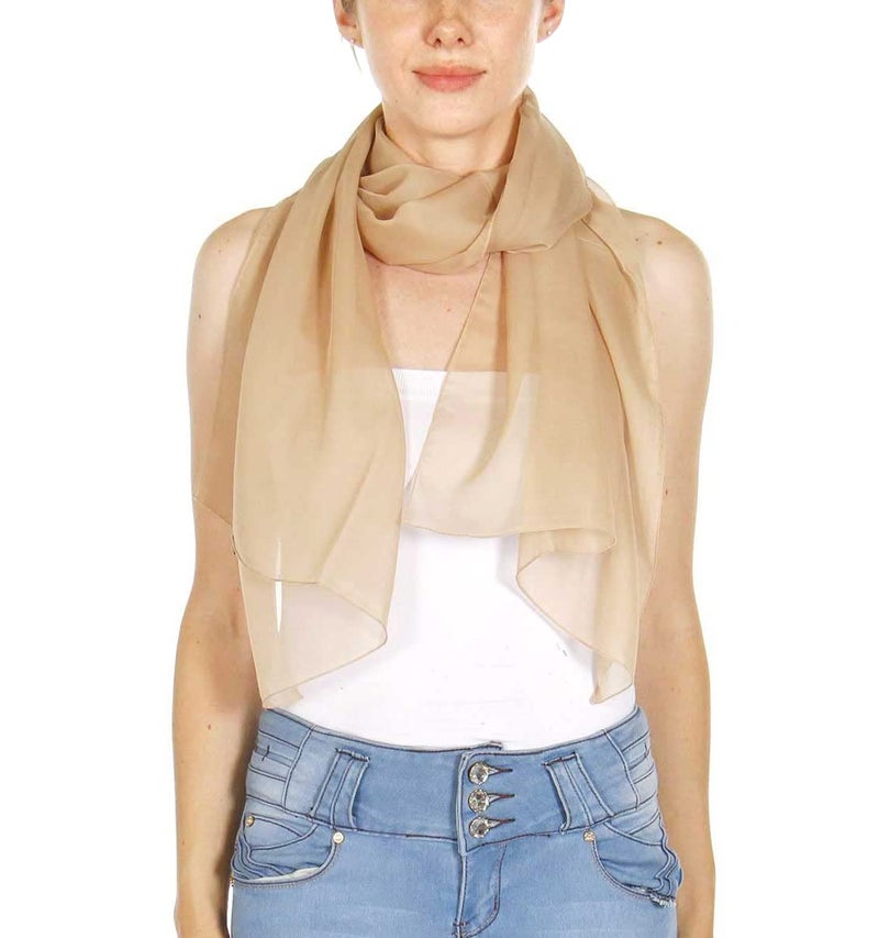 SERENITA Christmas Scarf Valentine Women Silk Feel Chiffon Soft Sheer lightweigt solid neck evening bridal head scarf - Image 3